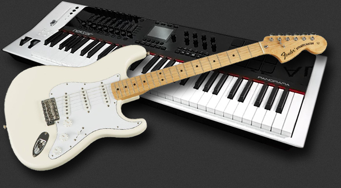 wendy dunham's stratocaster and panorama p6 keyboard